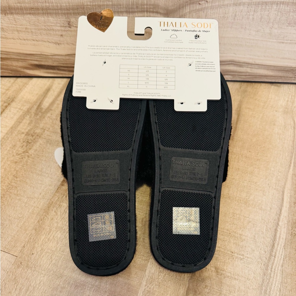 Women’s Black Rhinestone Bow Slippers - Picture 3 of 4